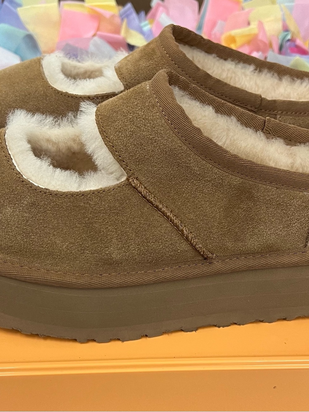 UGG Bea Mary Jane W Sz 8 Chestnut Suede Shearling Slip-On Clogs - Picture 3 of 11